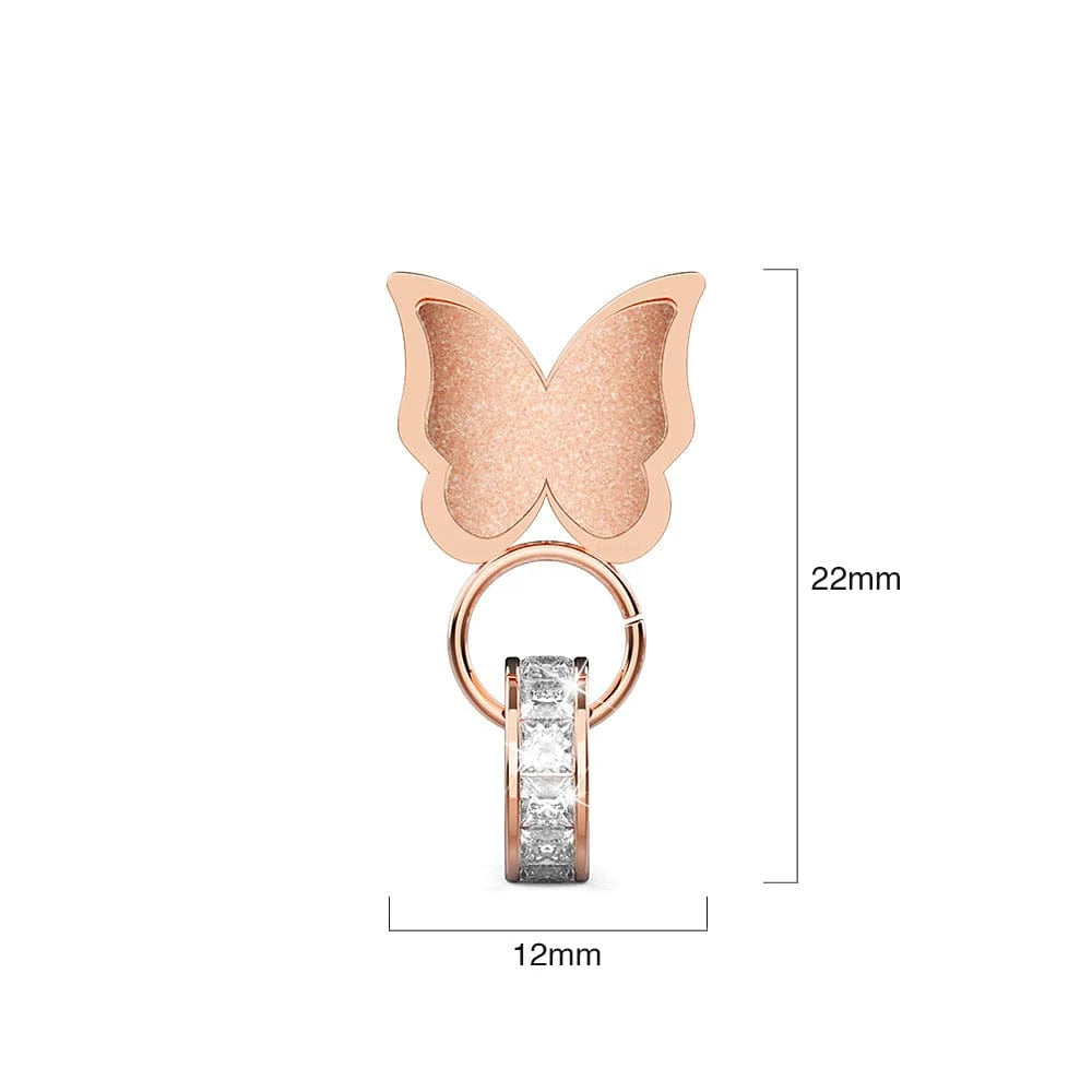 Bullion Gold Butterfly Interlock Rose Gold Layered Earrings