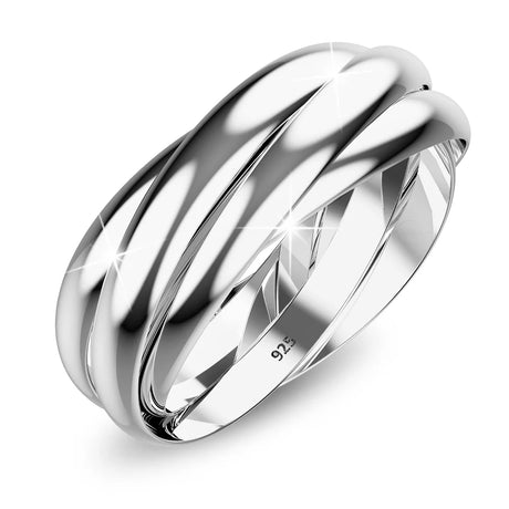 Solid 925 Sterling Silver Broad 5 in 1 Interlink Wedding Ring