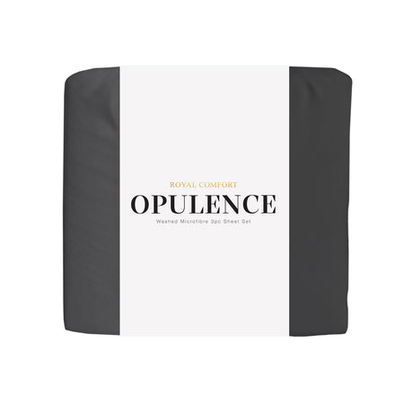 Royal Comfort Opulence Washed Microfibre Sheet Set Charcoal