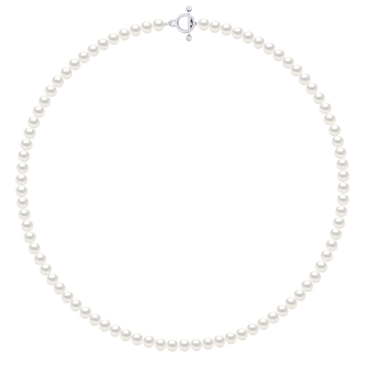 Necklace of Real Cultured Freshwater Pearls Semi Round 6-7 mm - Natural Pearl White - Longueur 18 cm