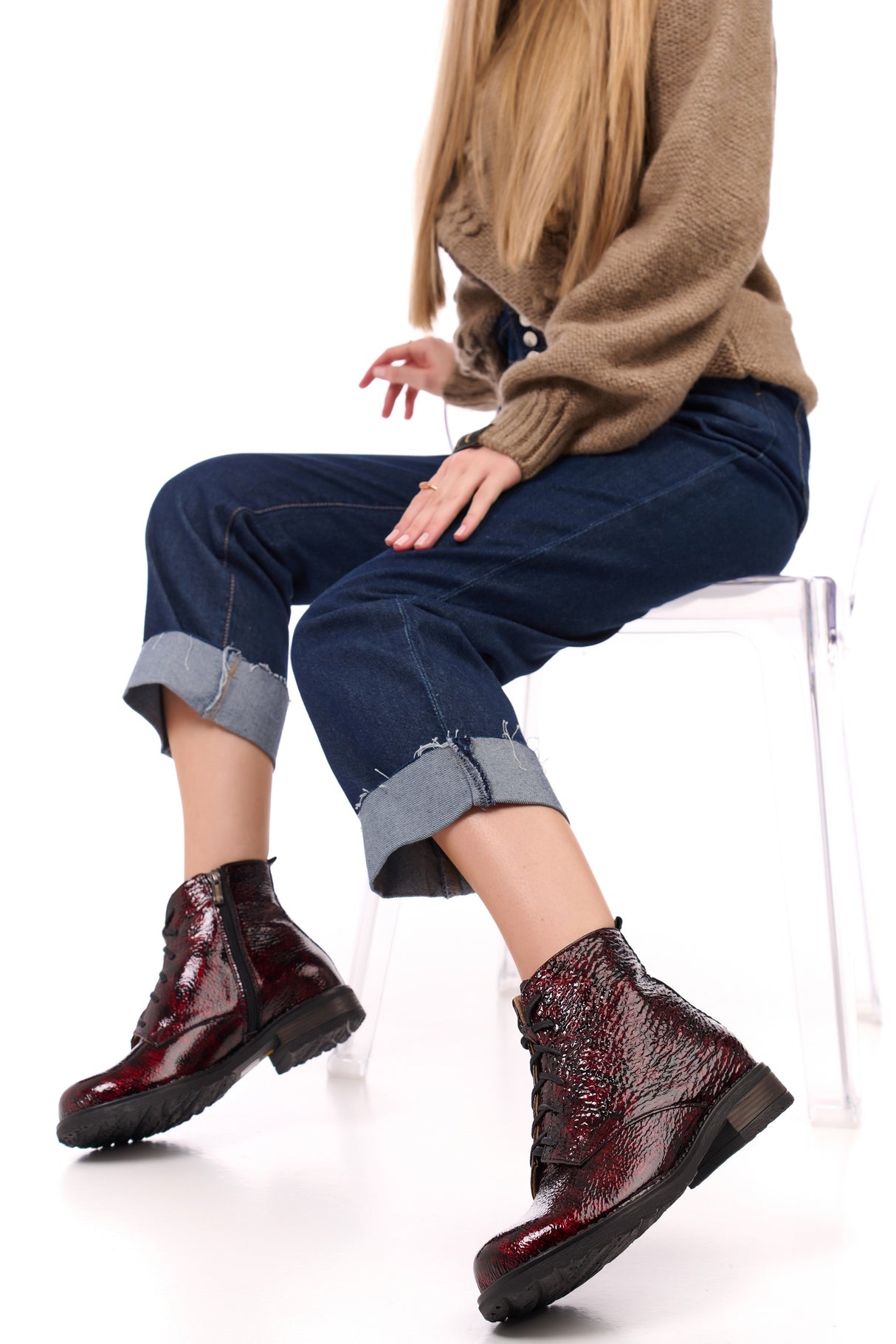 Bosccolo Womens Ankle Boots - Burgundy