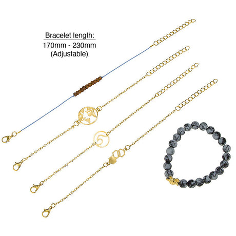 Bohemian 5-Piece Charm Bead Bracelet Set