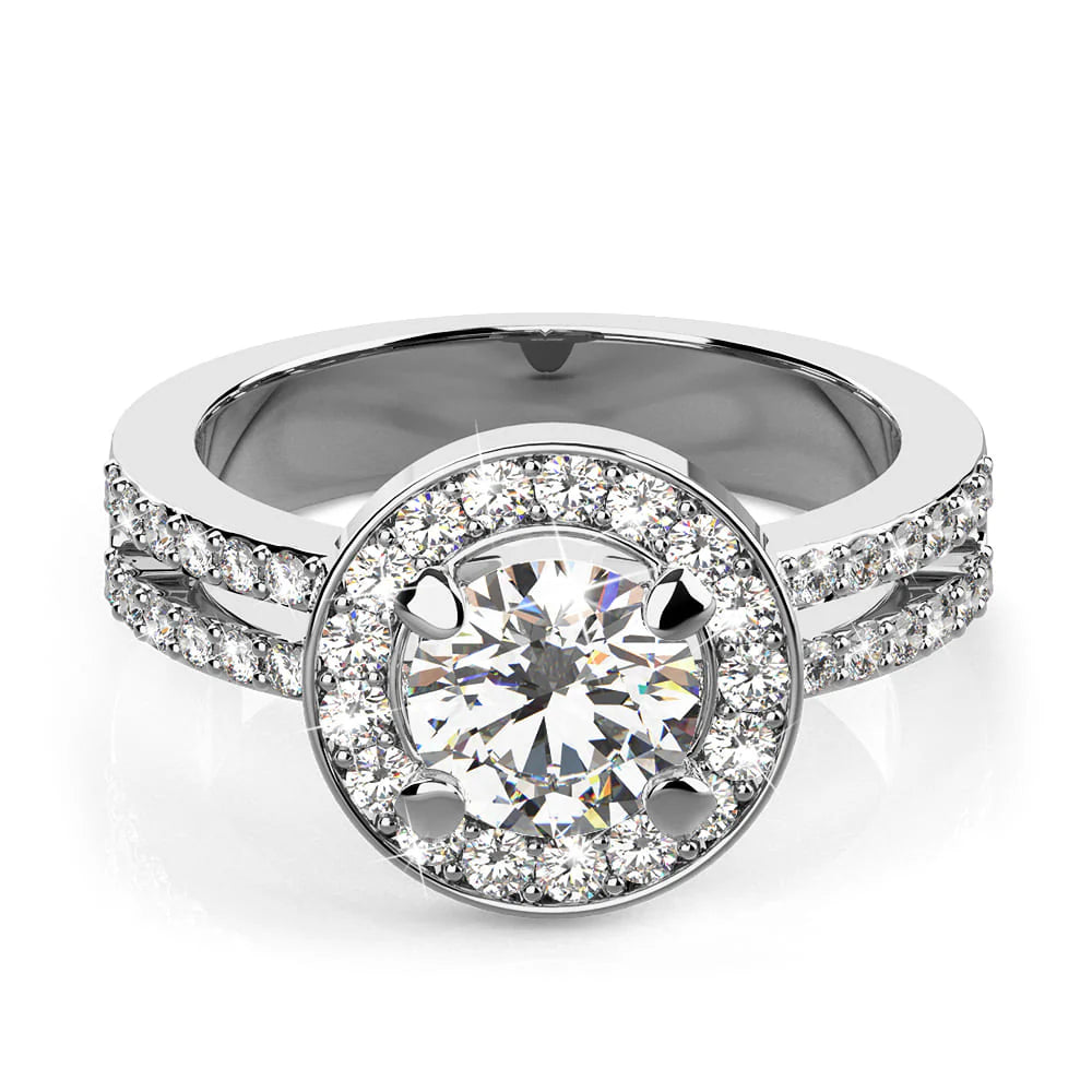 Krystal Couture Bloom Halo Ring in White Gold Embellished with SWAROVSKI Crystals