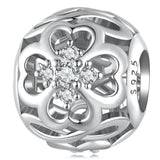 Solid 925 Signature Silver Crystal Clover Charm