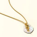 Bullion Gold Pearl Shell & Gold Seahorse Necklace
