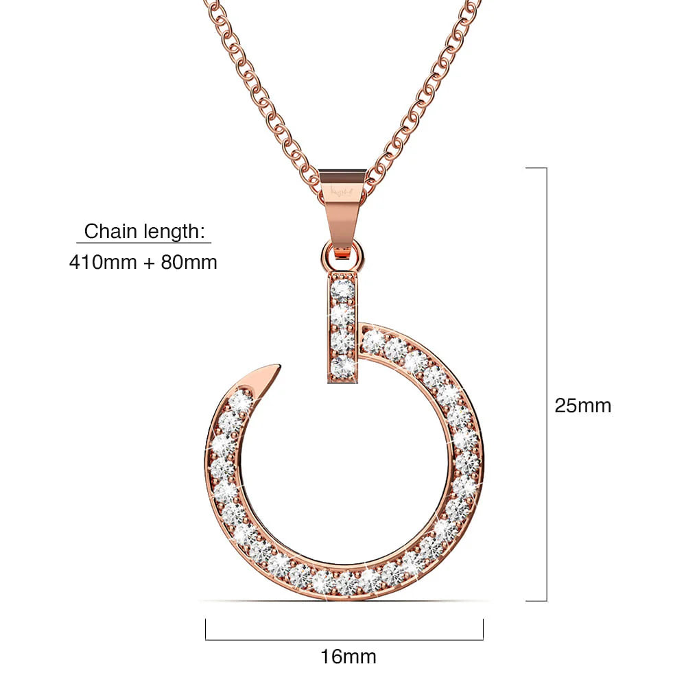 Krystal Couture Paradigm in Circle Rose Gold Pendant Necklace Embellished with Swarovski nCrystals