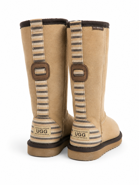 Australian Leather Ugg Long Stripe Uggs - Natural - AU13