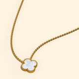 Bullion Gold White Clover Necklace