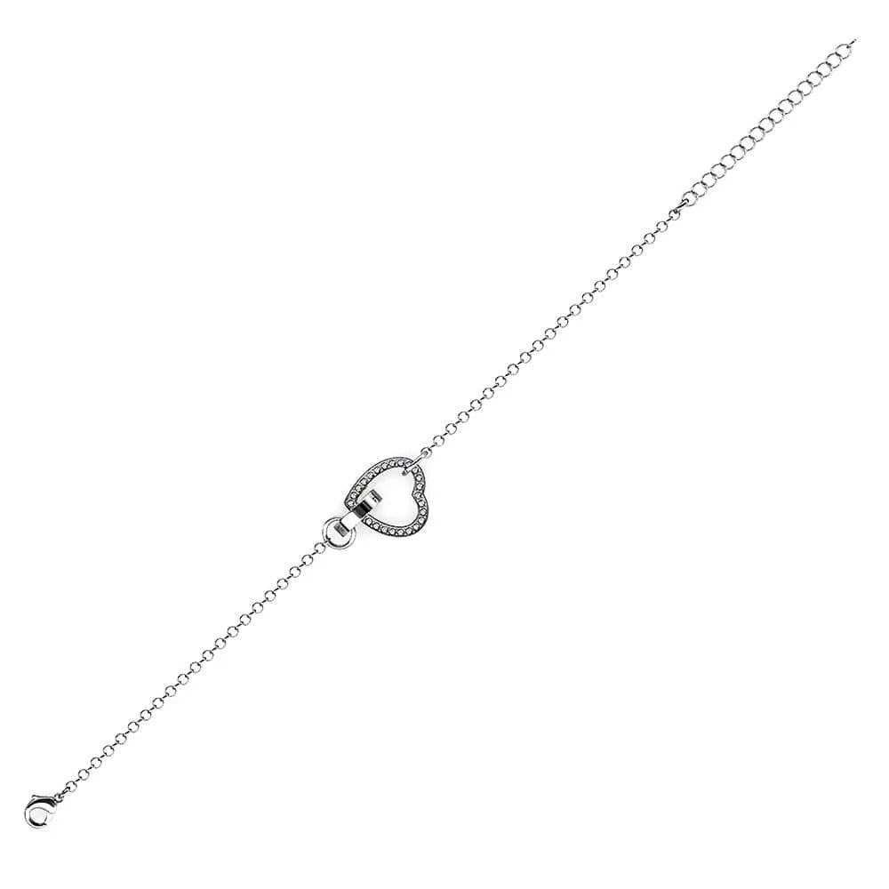 Krystal Couture White Gold Interlocking Heart and Ring Bracelet Embellished with SWAROVSKI Crystals