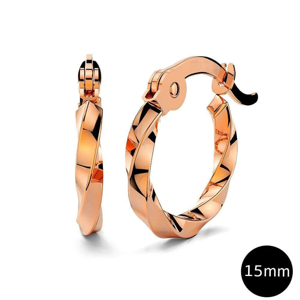 Bullion Gold Twisted Hoop Earrings 15mm