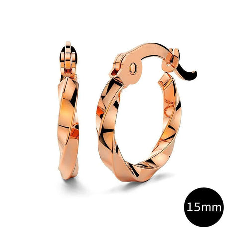 Bullion Gold Twisted Hoop Earrings 15mm