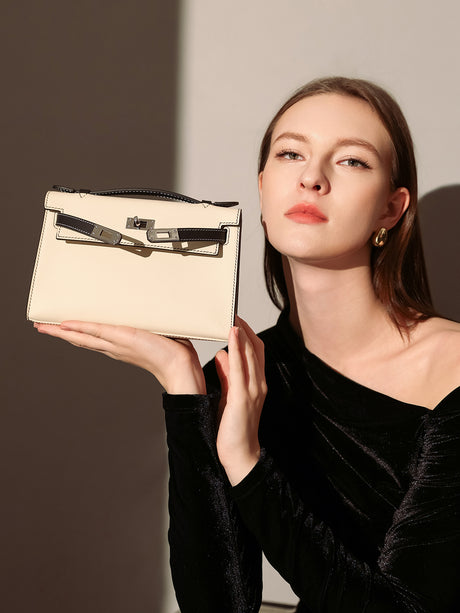 Monroe Colorblock Leather Satchel - Ivory