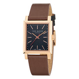 Ted Baker Mens Jaareth Rose Gold-Tone Black Brown Leather Watch