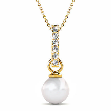 Krystal Couture Luminous Pearl Pendant Necklace in Gold Adorned with Crystals from Swarovski