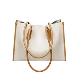 Nalandu Large Capacity Leather Commuter Tote Bag - Ivory