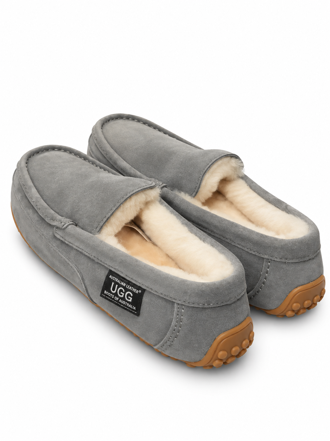 Australian Leather Ugg Classic Moccasin Slippers - Grey - AU7