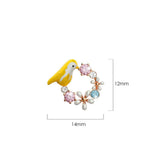 Krystal Couture Yellow Bird and Multicolour Floral Austrian Crystal Stud Earrings