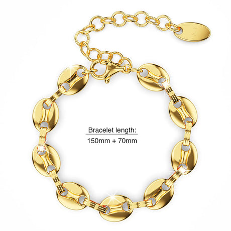 Bullion Gold Interlocking Anchor Link Bracelet in Gold - 8mm