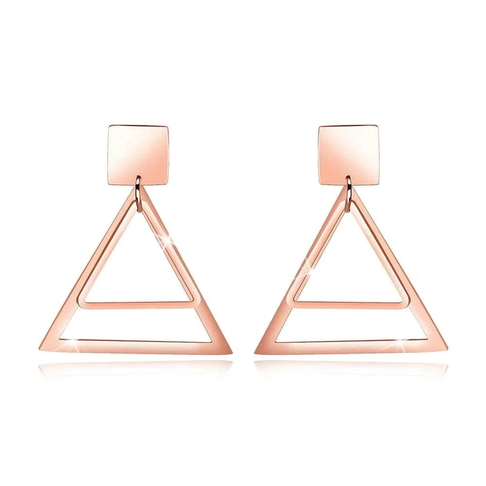 Bullion Gold Double Triangle Earrings