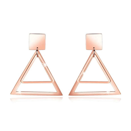 Bullion Gold Double Triangle Earrings