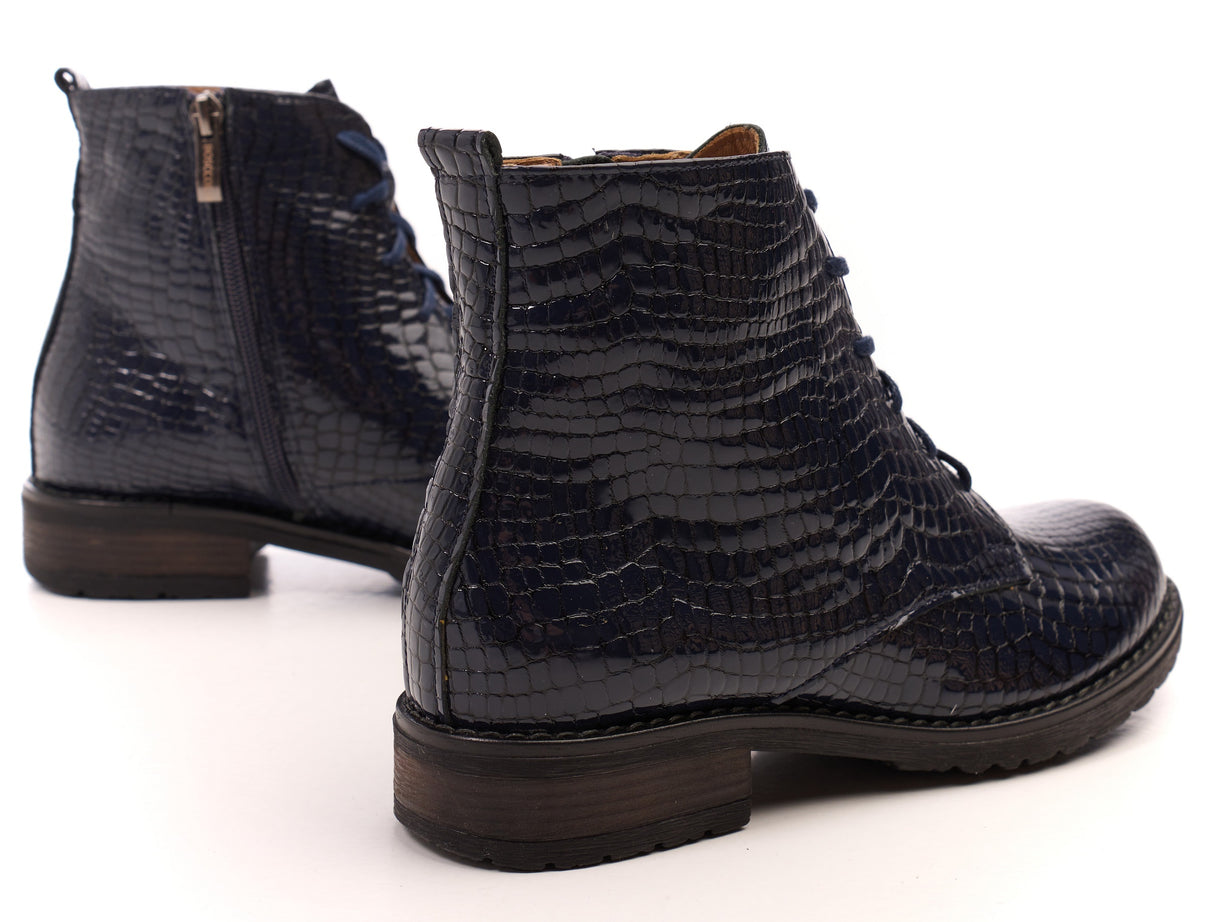 Bosccolo Womens Ankle Boots - Navy Blue Croco
