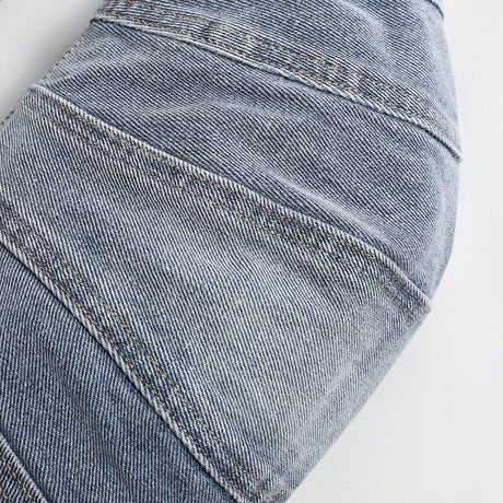 Washed Denim Croissant Shoulder Bag - Denim