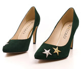 Bosccolo Womens Heels Embroidered - Green