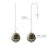 Hanging Earrings -2 Real Cultured Tahiti Pearls Circled 10-11 mm - Longueur 42 cm