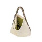 BAMEI Natural Ramie Canvas Braided Handle Tote Bag - Cream