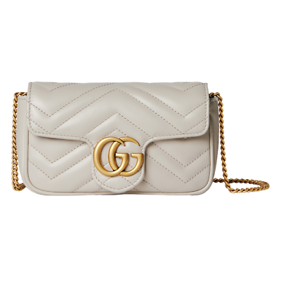 Gucci GG Marmont Quilted Leather Shoulder Bag - Light Grey
