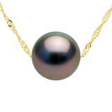 Necklace Real Cultured Tahiti Pearl Passing Through Round 9-10 mm - Longueur 42 cm