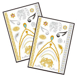 Metallic Temporary Tattoo Gold Silver Glitter Party Body Sticker Waterproof 2 Sheets 007