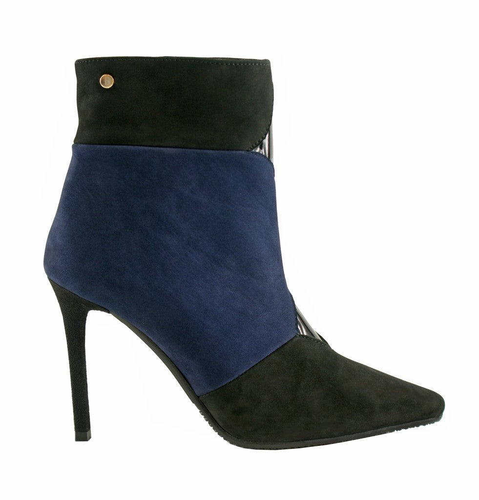 Bosccolo Womens Spike Heel Boots - Navy Blue/Black Nubuk