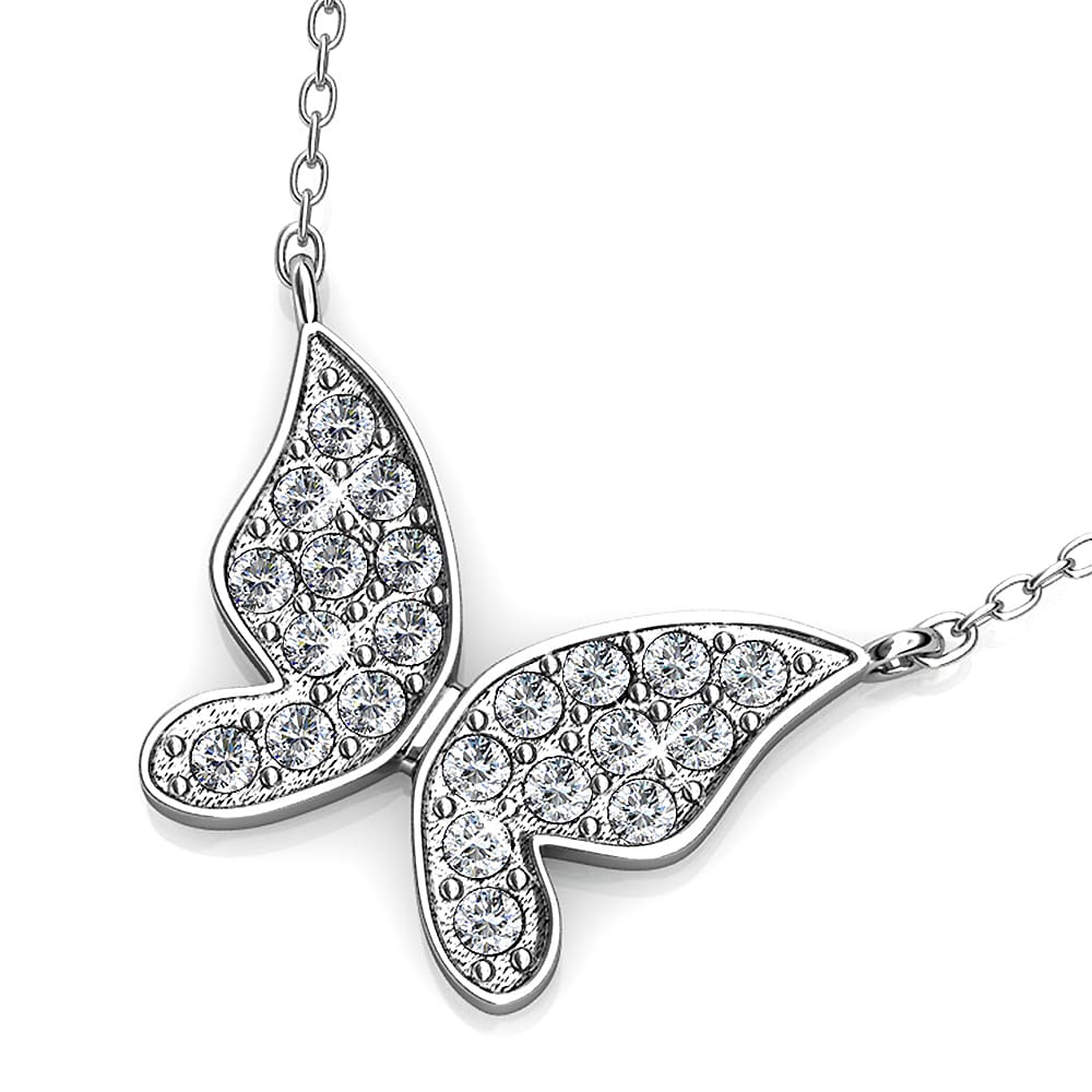 Krystal Couture White Gold Sweet Butterfly Pendant Necklace Embellished with Crystals from SWAROVSKI