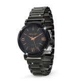 Bullion Gold Bullion Gold Romish Watch Embellished with Glittering Crystals - Black and Rose Gold