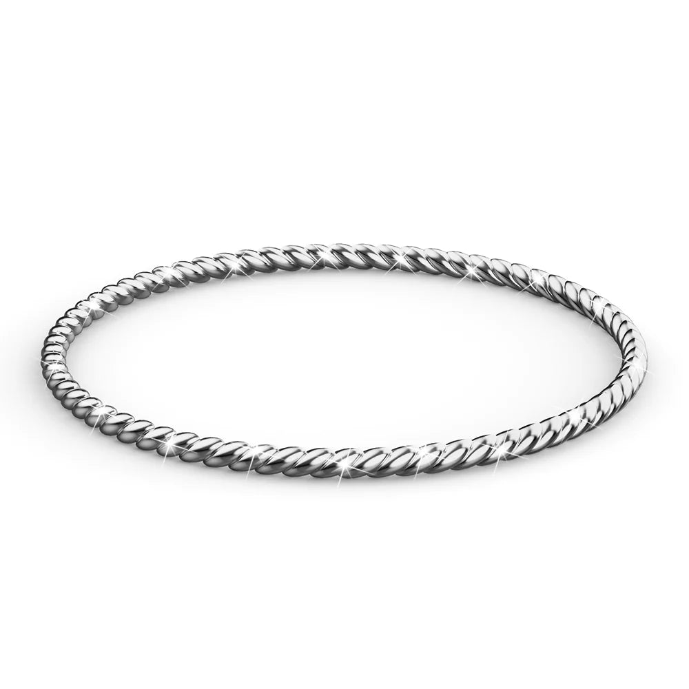Solid 925 Sterling Silver Spiral Rope Stacking Ring