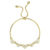 Bullion Gold Laurel Diamonelle Hearts on Mother of Pearl Shell Adjustable Slider Bracelet Gold