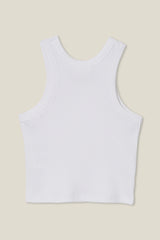 Cotton On Kids Girls Fitted Essential Tank - White Rib