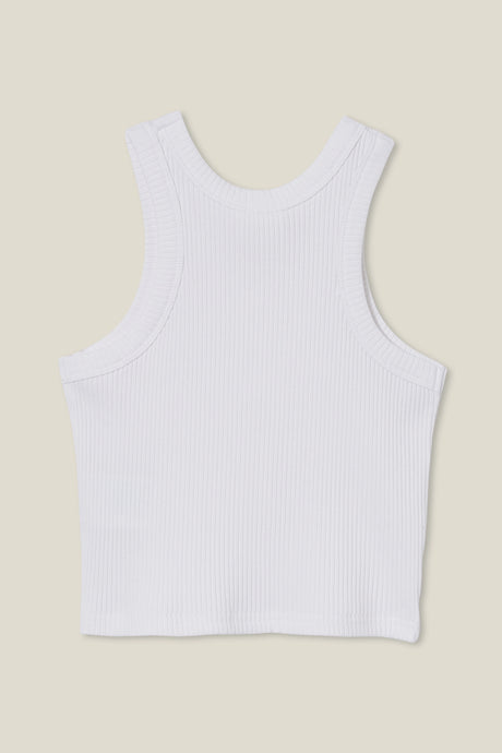 Cotton On Kids Girls Fitted Essential Tank - White Rib