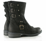 Bosccolo Womens Boots With Buckles - Black Nubuk