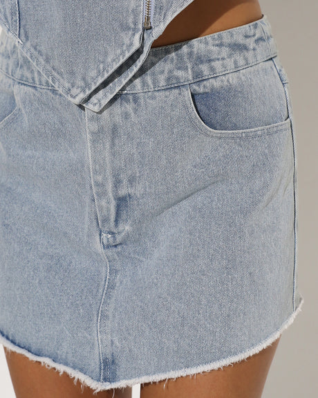 BY.DYLN Bonnie Mini Skirt - Blue Denim