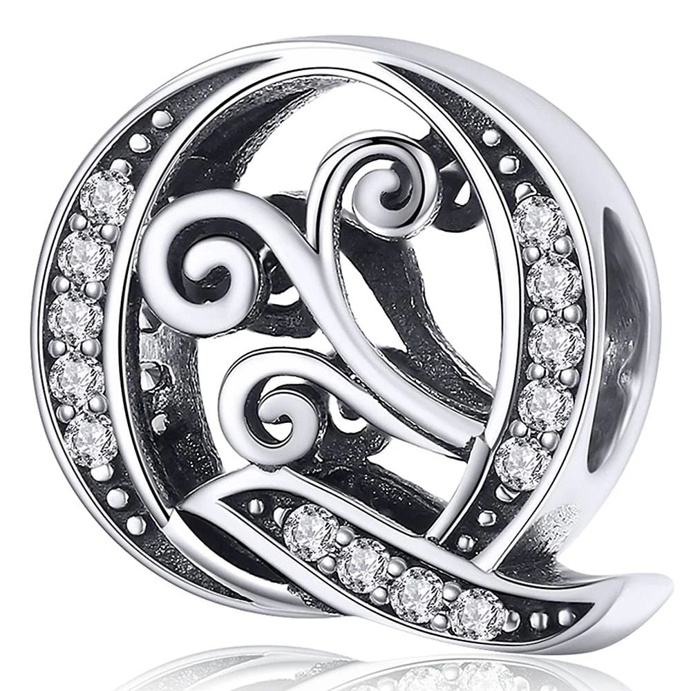 Solid 925 Sterling Silver Vintage Inspired Antique Alphabet Charm