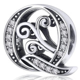 Solid 925 Sterling Silver Vintage Inspired Antique Alphabet Charm