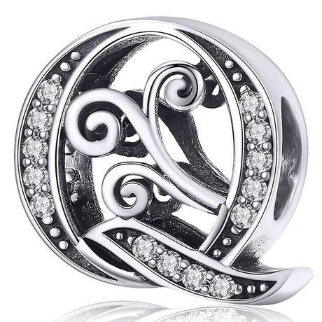 Solid 925 Sterling Silver Vintage Inspired Antique Alphabet Charm