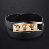 The Locks Black Leather Bracelet