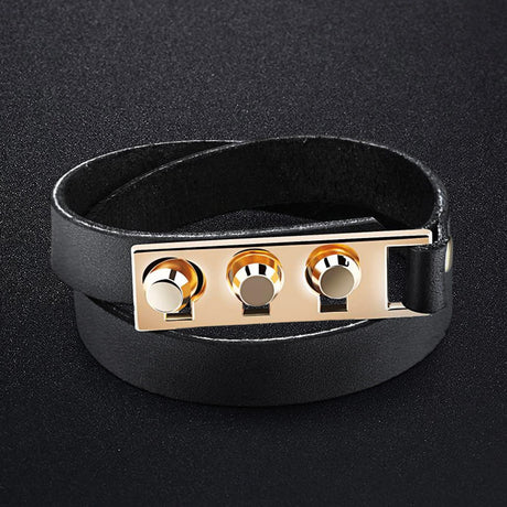 The Locks Black Leather Bracelet