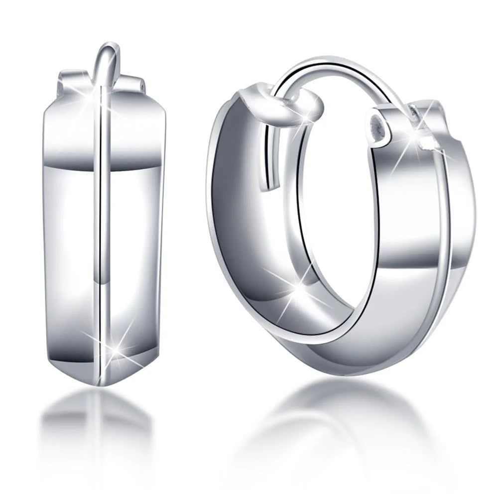 Solid 925 Sterling Silver Classic V-Line Hoop Earrings