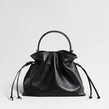 Soft Lambskin Leather Fortune Pouch Bag - Black