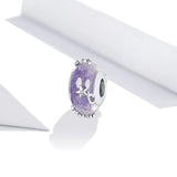 Solid 925 Sterling Silver Purple Glass Pandora Inspired charm