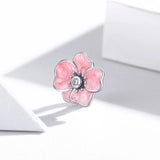 Solid 925 Sterling Silver Inlay Pink Floral Pandora Inspired Charm